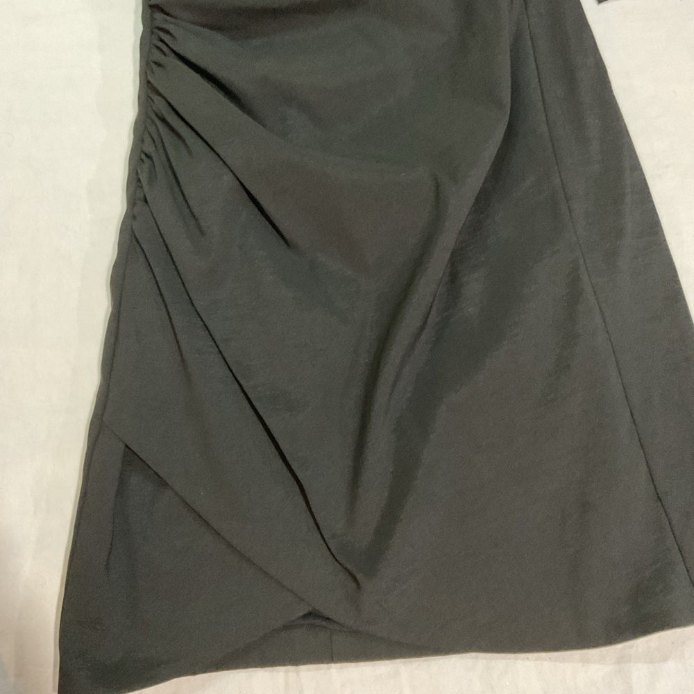 S.L. Fashions one shoulder ruffle Black Dress size 14 - Picture 3 of 7